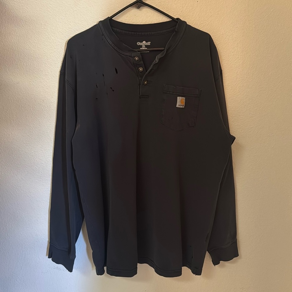 Carhartt Men’s Distressed Workwear Long Sleeve Henley